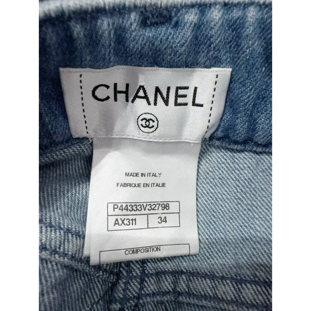 Chanel Blue Cotton Jeans Blue Cotton Very good - Model View