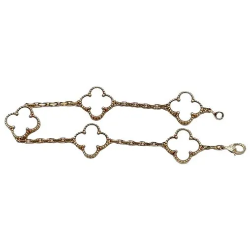 Van Cleef & Arpels Vintage Alhambra White Yellow Gold Bracelet