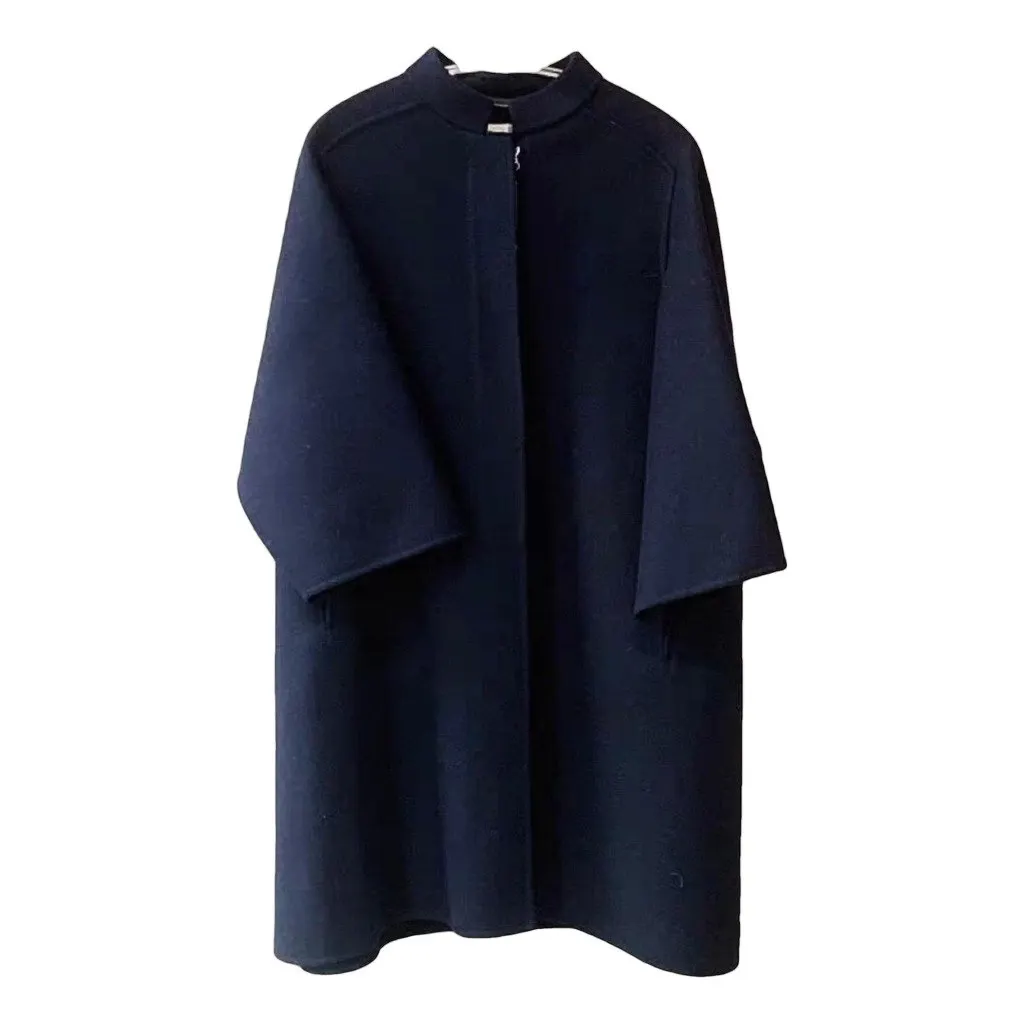Dior Navy Wool Coat Navy Wool Very good - Front View