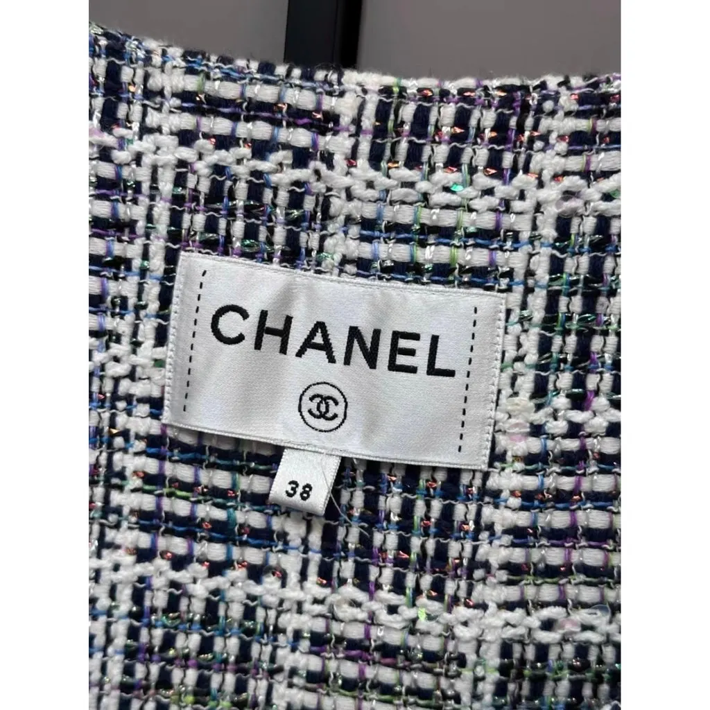 Chanel Tweed Dress MultiColor Tweed Very good - Model View