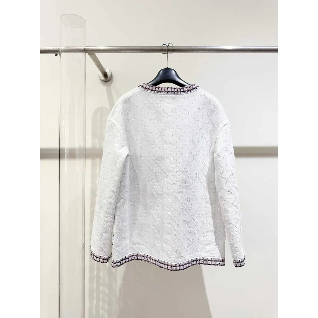 Chanel La Petite Veste Noire White Cotton Jacket White Cotton Very good - Model View