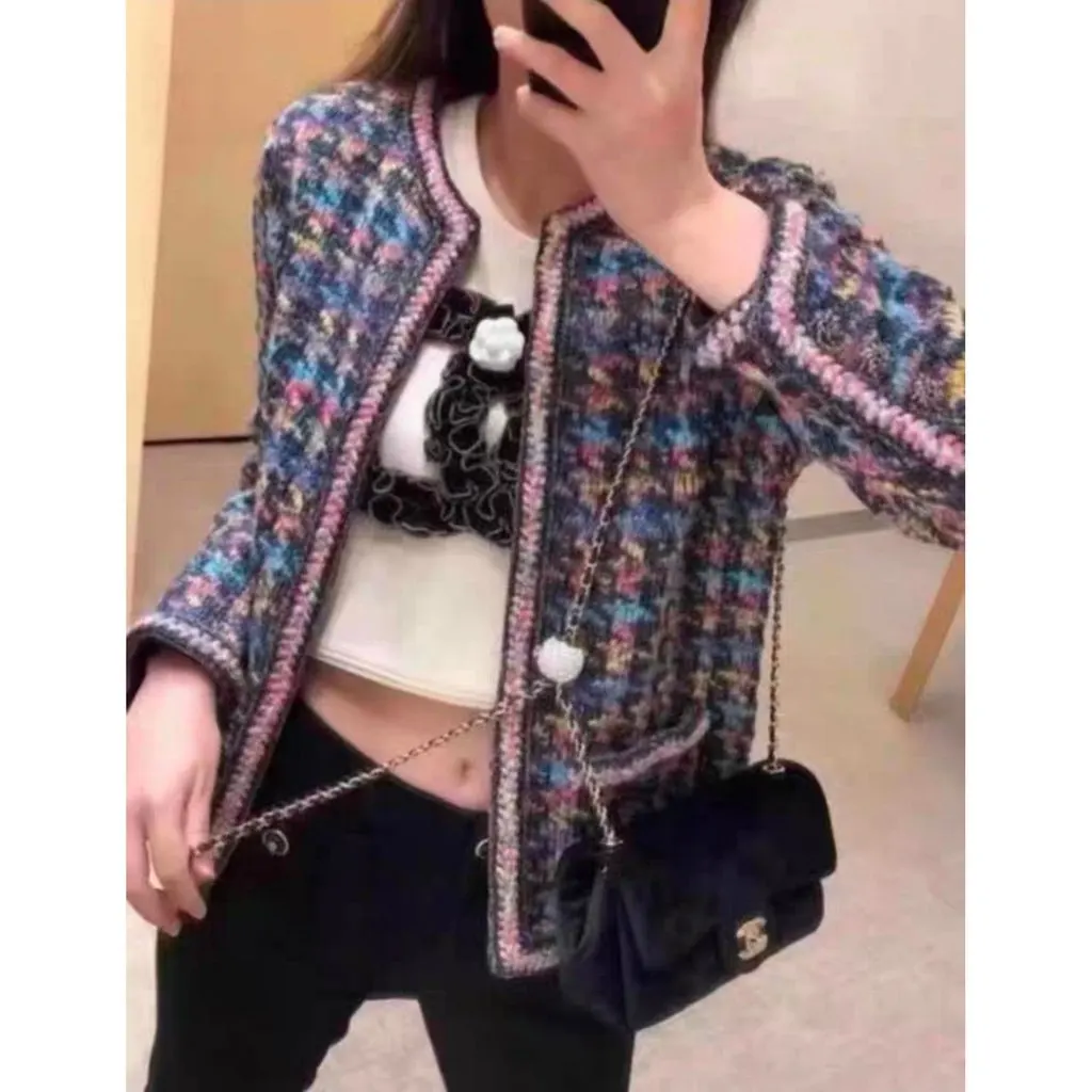 Chanel La Petite Veste Noire Wool Jacket MultiColor Wool Very good - Model View