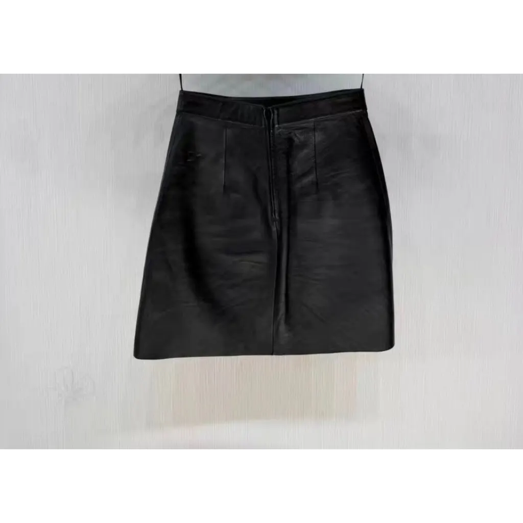 Celine Black Leather Skirt Black Leather Never worn, with tag - Inside View