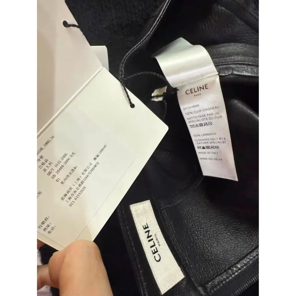 Celine Black Leather Skirt Black Leather Never worn, with tag - Model View