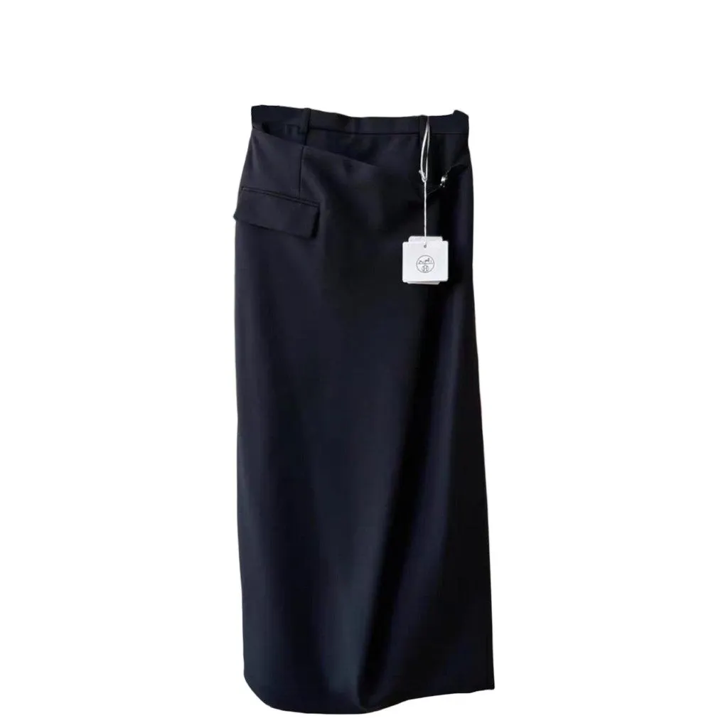 Hermes Black Wool Skirt Black Wool Never worn, with tag - Front View