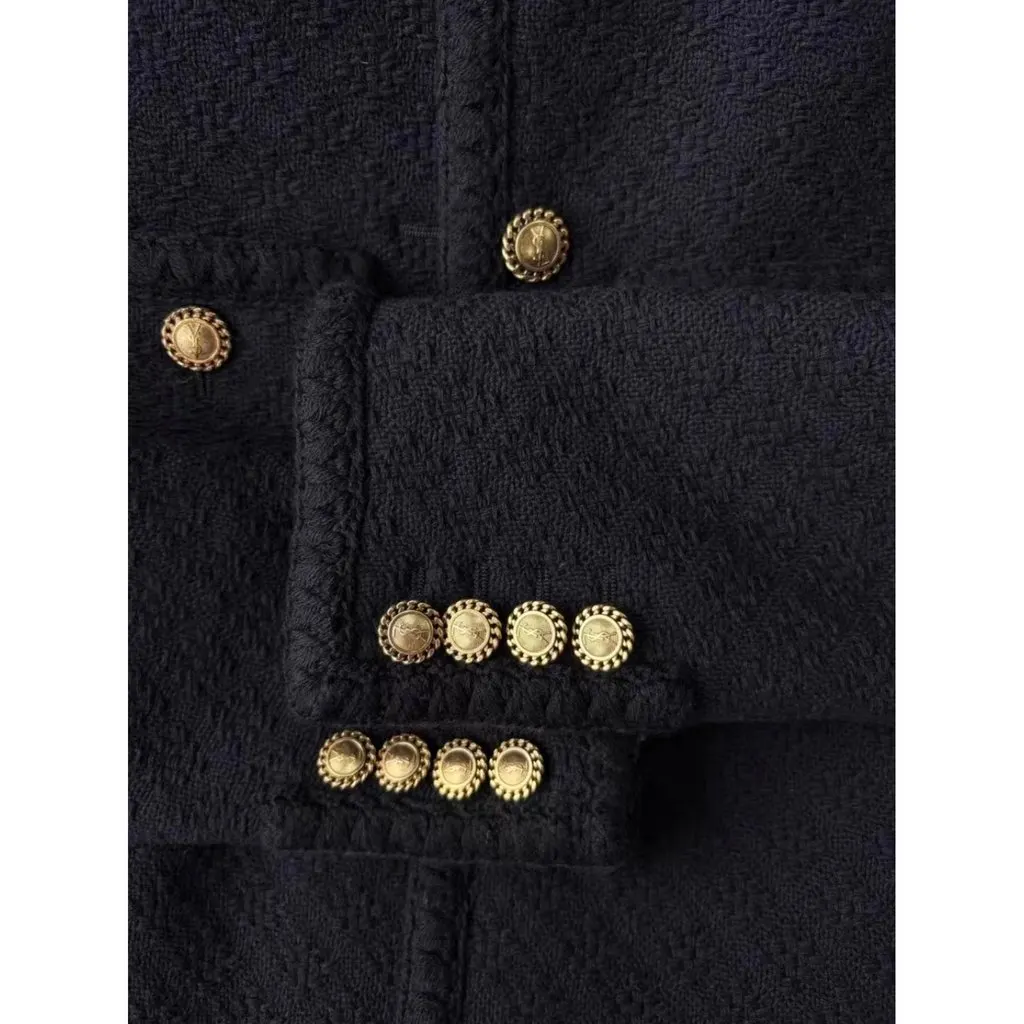 Saint Laurent Black Wool Coat Black Wool Very good - Back View