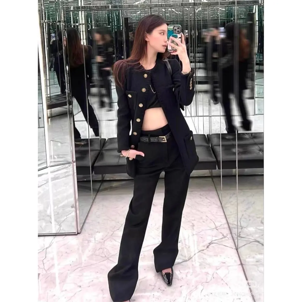 Saint Laurent Black Wool Coat Black Wool Very good - Inside View