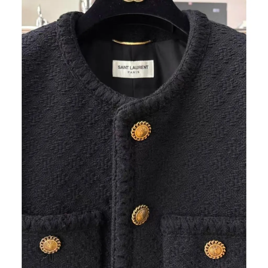 Saint Laurent Black Wool Coat Black Wool Very good - Box View