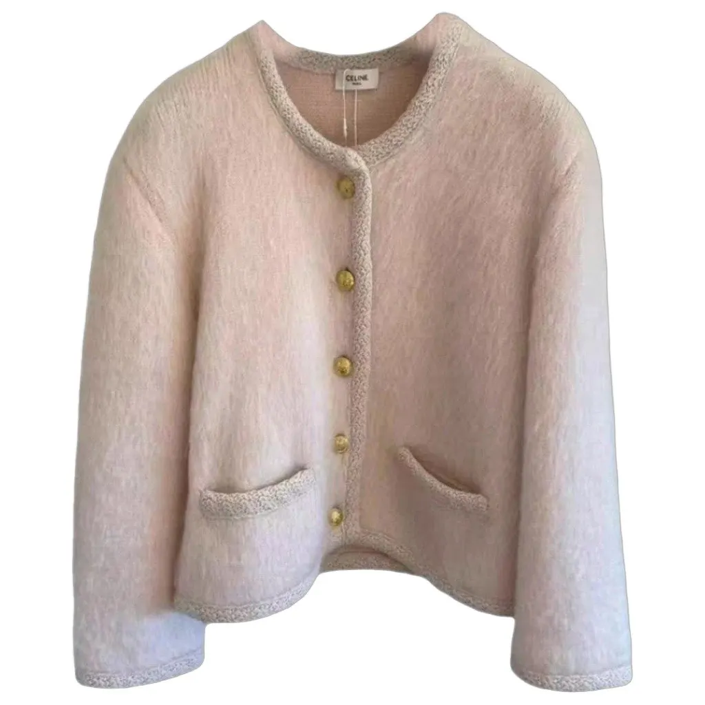 Celine Pink Wool Jacket Pink Wool Very good - Front View