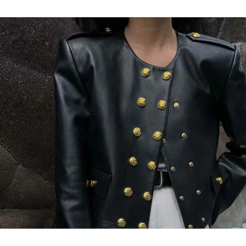 Celine Black Leather Jacket Black Leather Very good - Back View