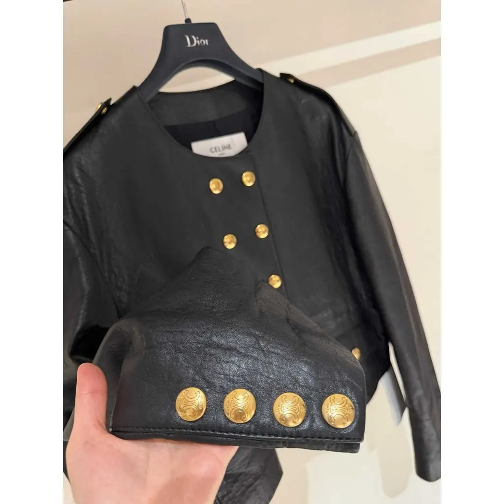 Celine Black Leather Jacket Black Leather Very good - Inside View
