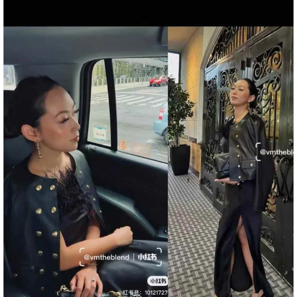 Celine Black Leather Jacket Black Leather Very good - Model View