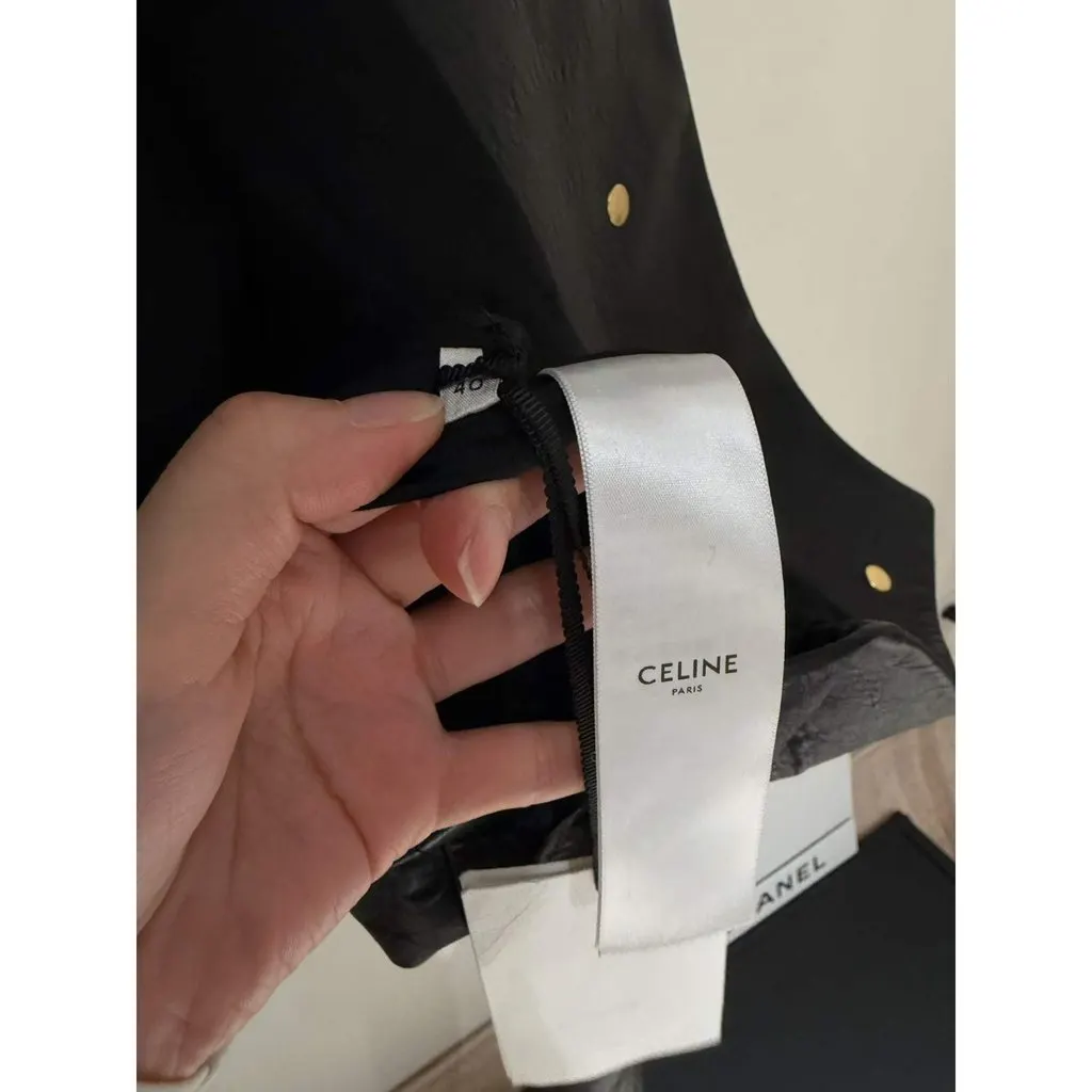 Celine Black Leather Jacket Black Leather Very good - Box View