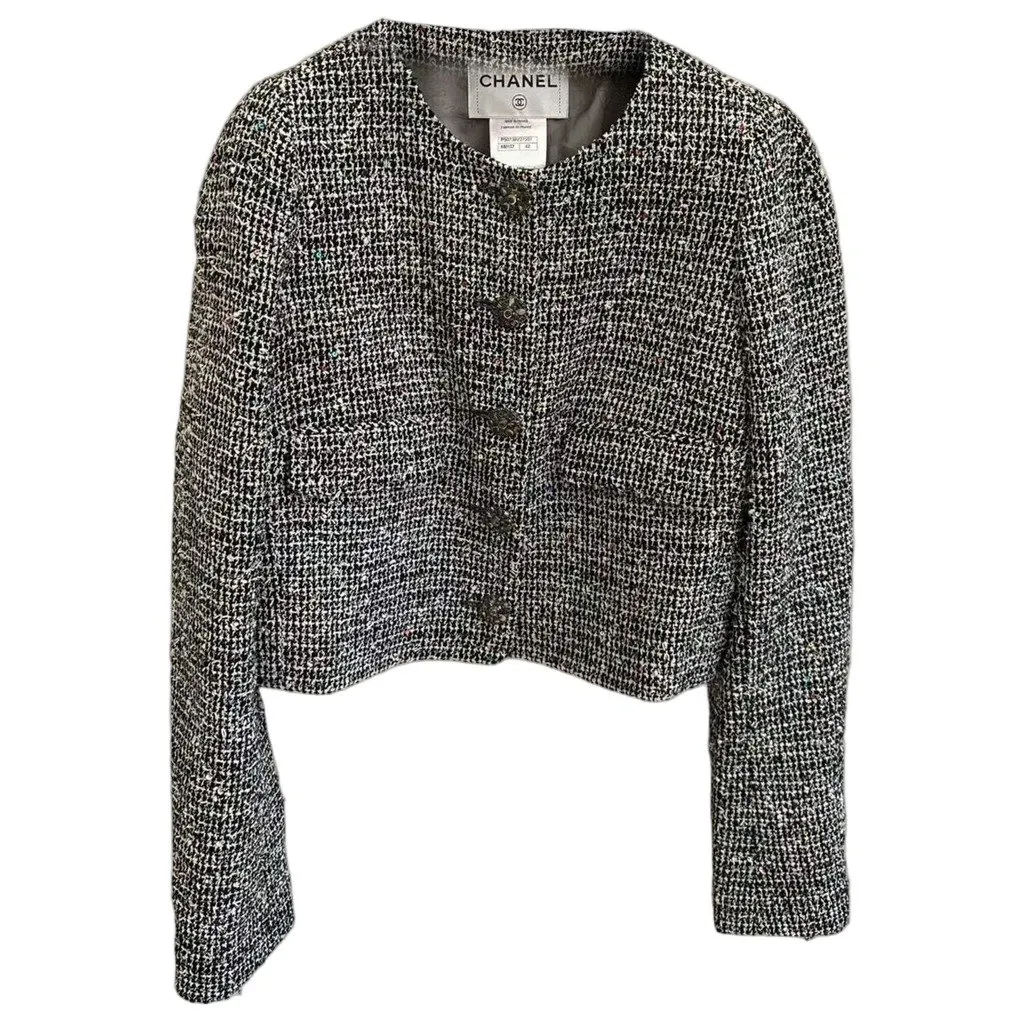 Chanel La Petite Veste Noire Grey Tweed Jacket Grey Tweed Very good - Front View