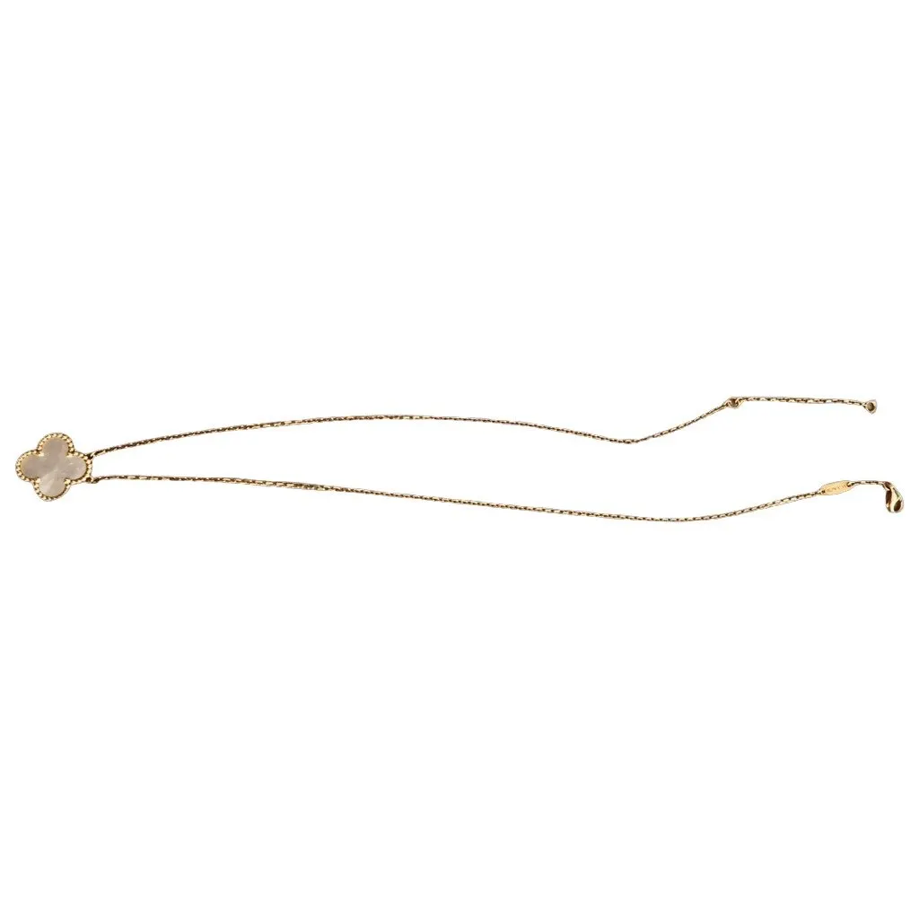 Van Cleef & Arpels Vintage Alhambra White Yellow Gold Necklace