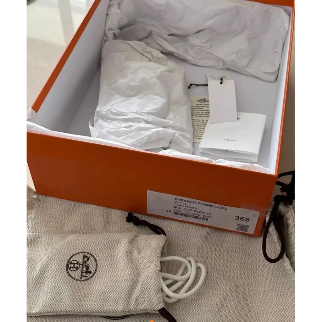 Hermes Blue Cloth Sneakers Blue Very good - Inside View