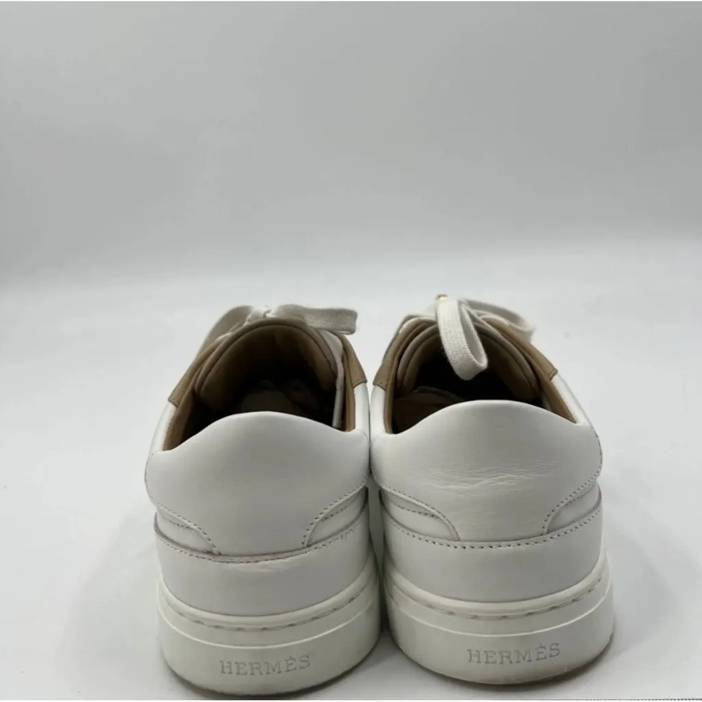 Hermes Day Khaki Leather Sneakers Khaki Leather Very good - Box View