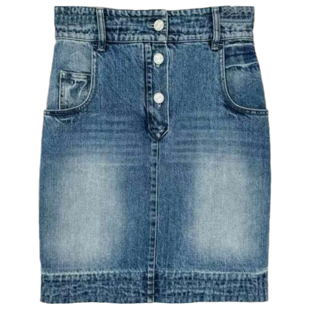 Chanel Blue Cotton Skirt Blue Cotton Very good - Front View