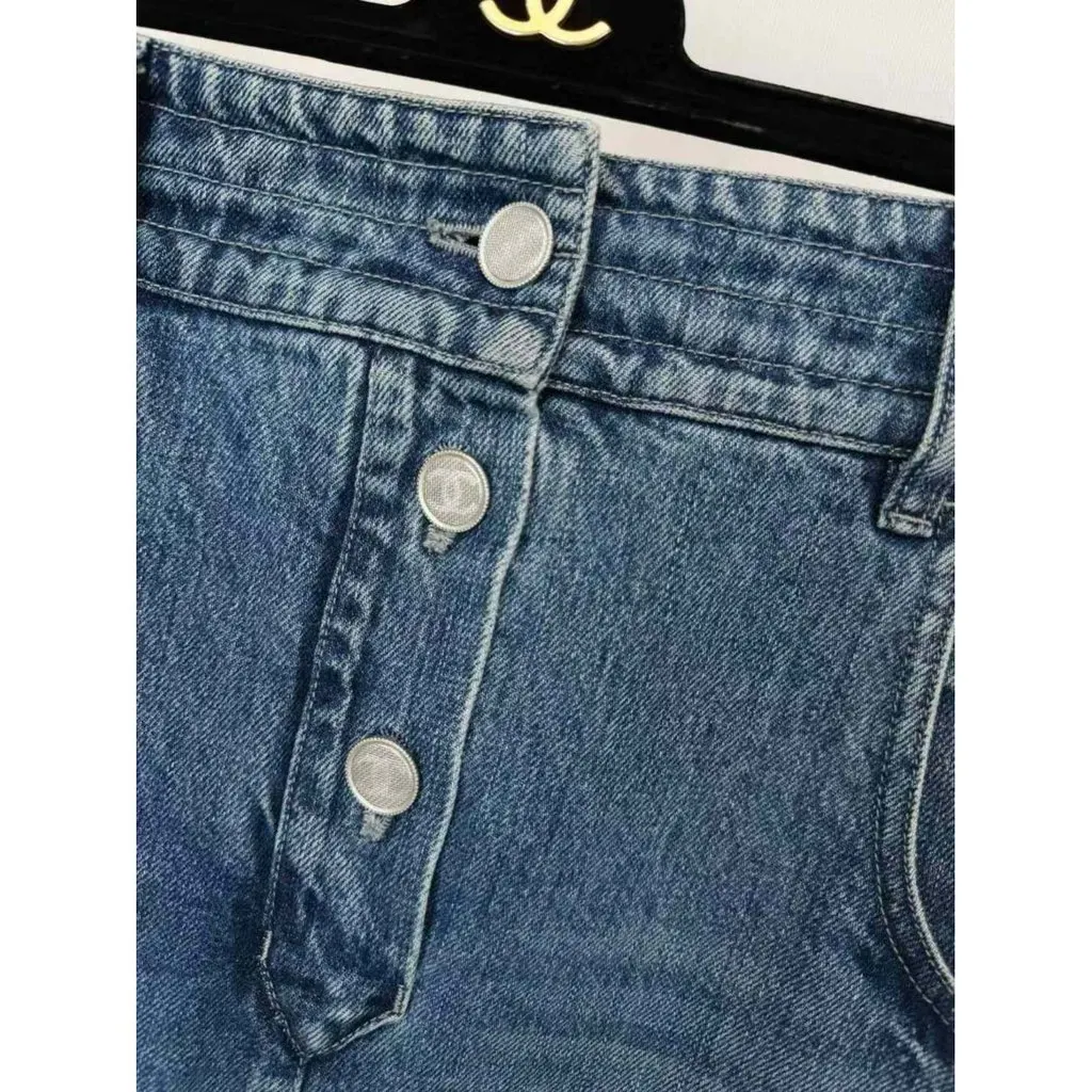 Chanel Blue Cotton Skirt Blue Cotton Very good - Back View