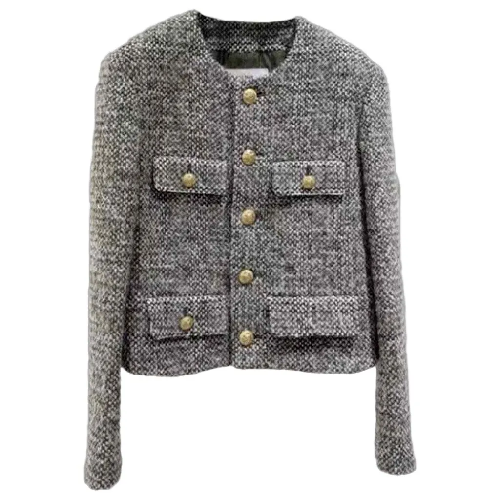Celine Khaki Wool Jacket Khaki Wool Very good - Front View