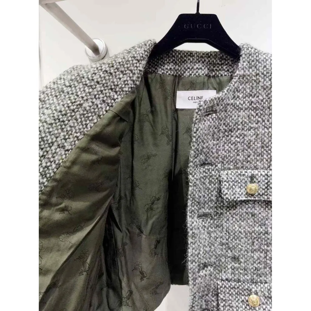 Celine Khaki Wool Jacket Khaki Wool Very good - Inside View