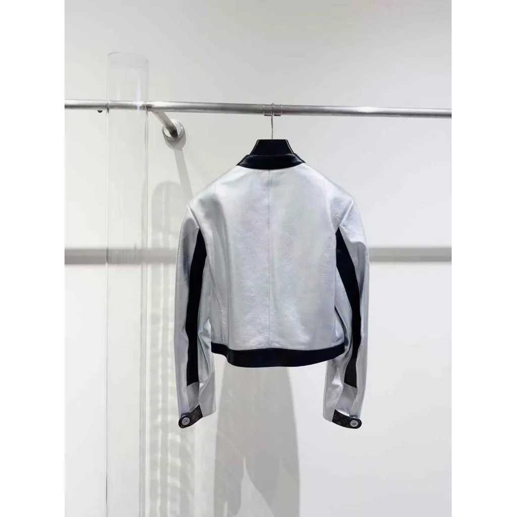 Louis Vuitton Silver Leather Jacket Silver Leather Very good - Back View