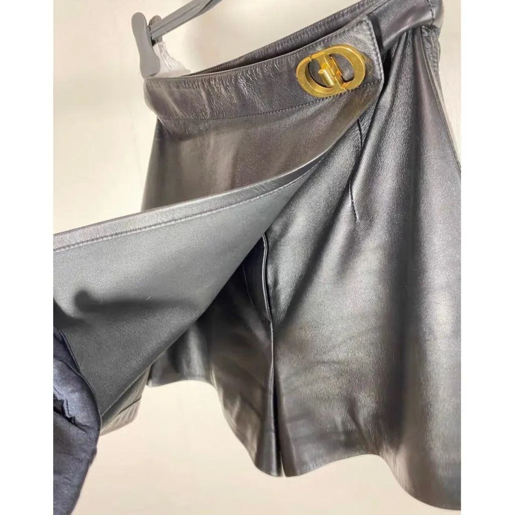 Dior Black Leather Shorts Black Leather Very good - Box View