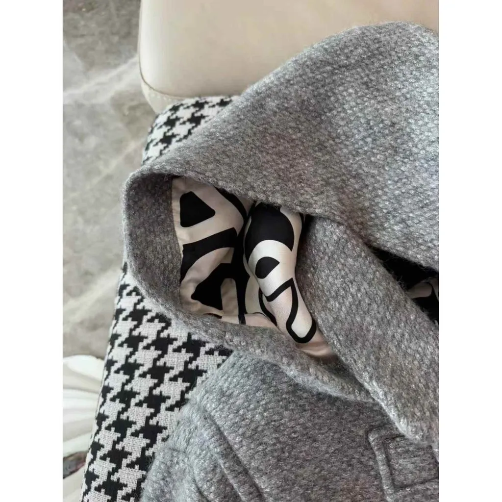 Chanel Grey Wool Leather Jacket Grey Wool Never worn, with tag - Model View