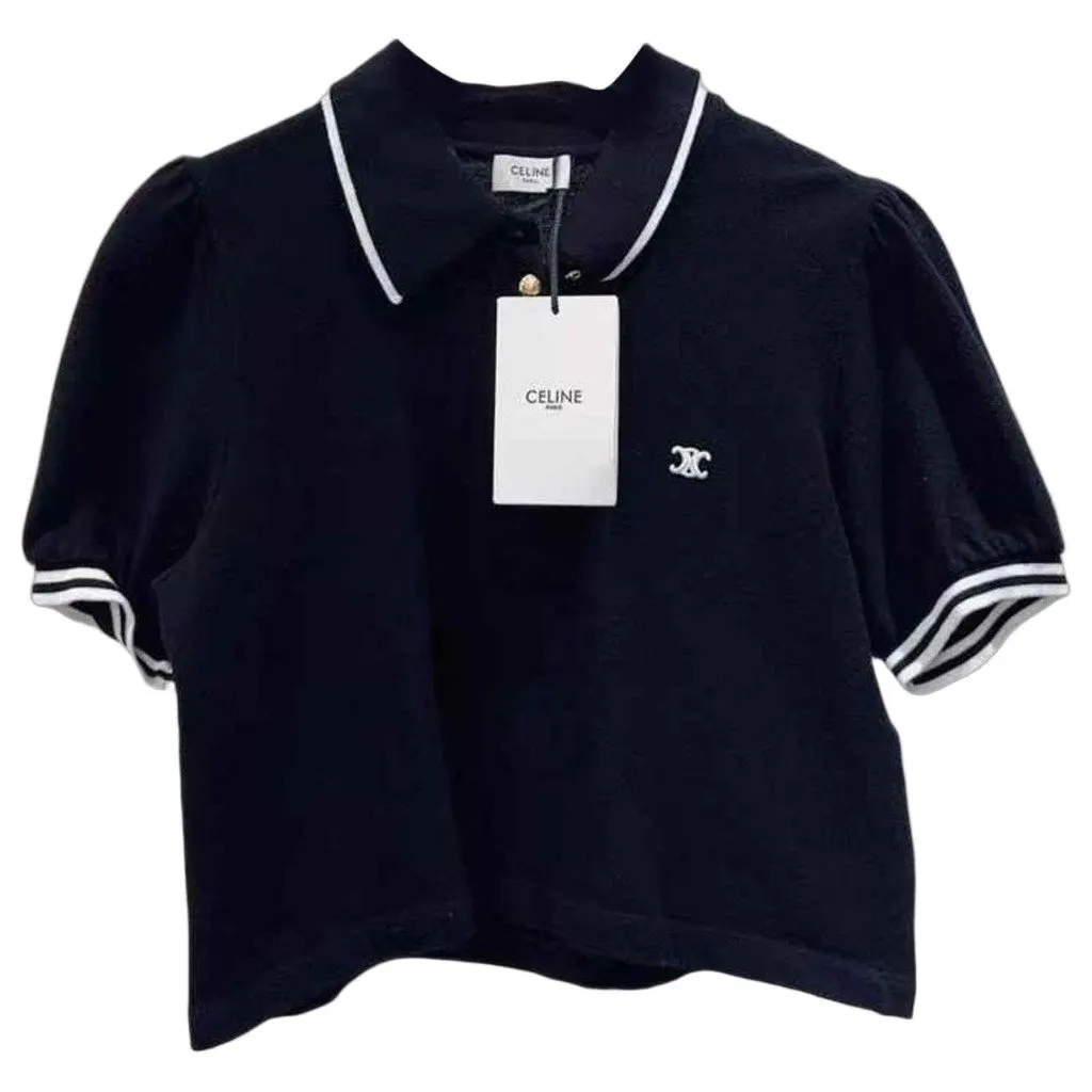 Celine Black Cotton Top Black Cotton Never worn, with tag - Front View