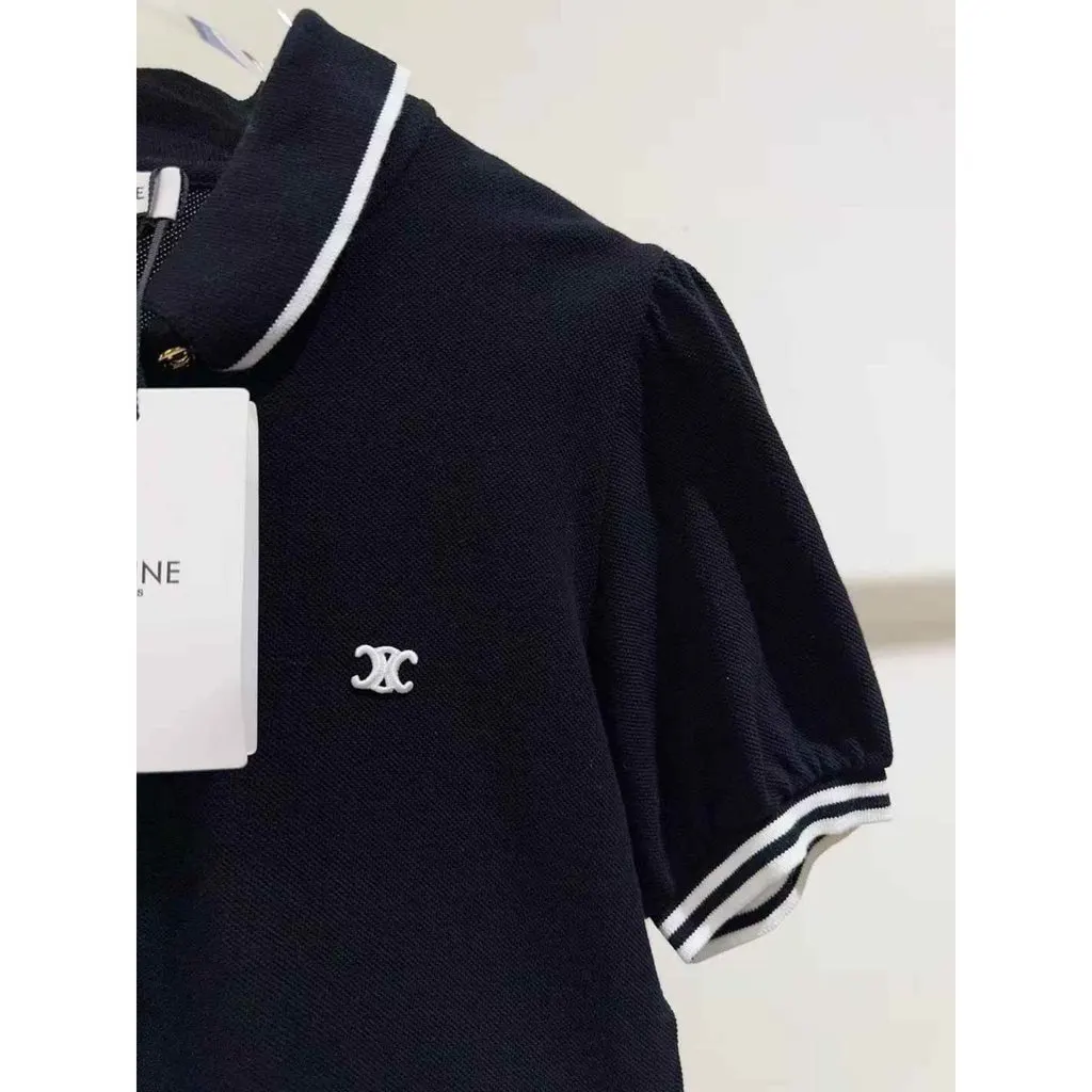 Celine Black Cotton Top Black Cotton Never worn, with tag - Model View