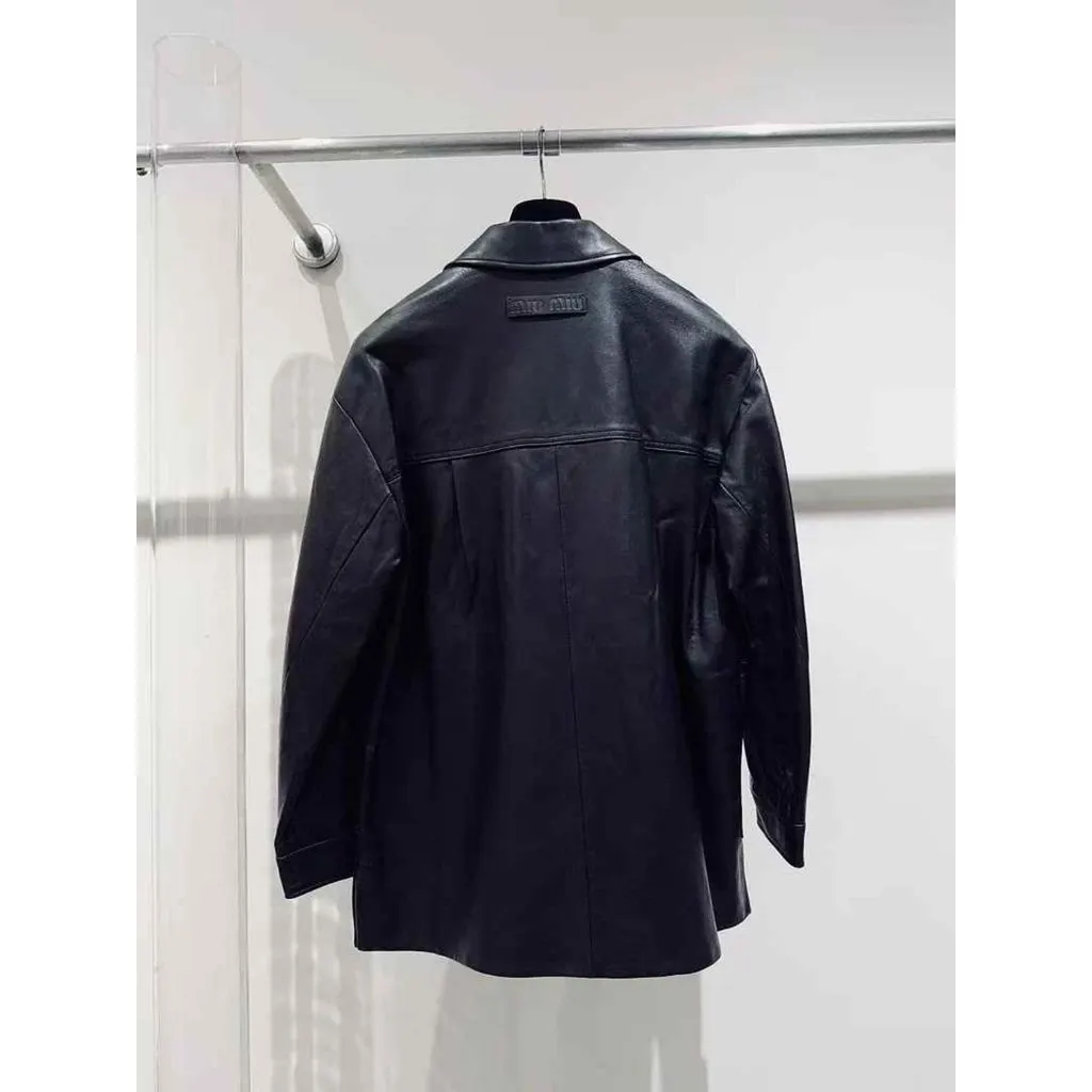 Miu Miu Black Leather Jacket Black Leather Never worn, with tag - Back View