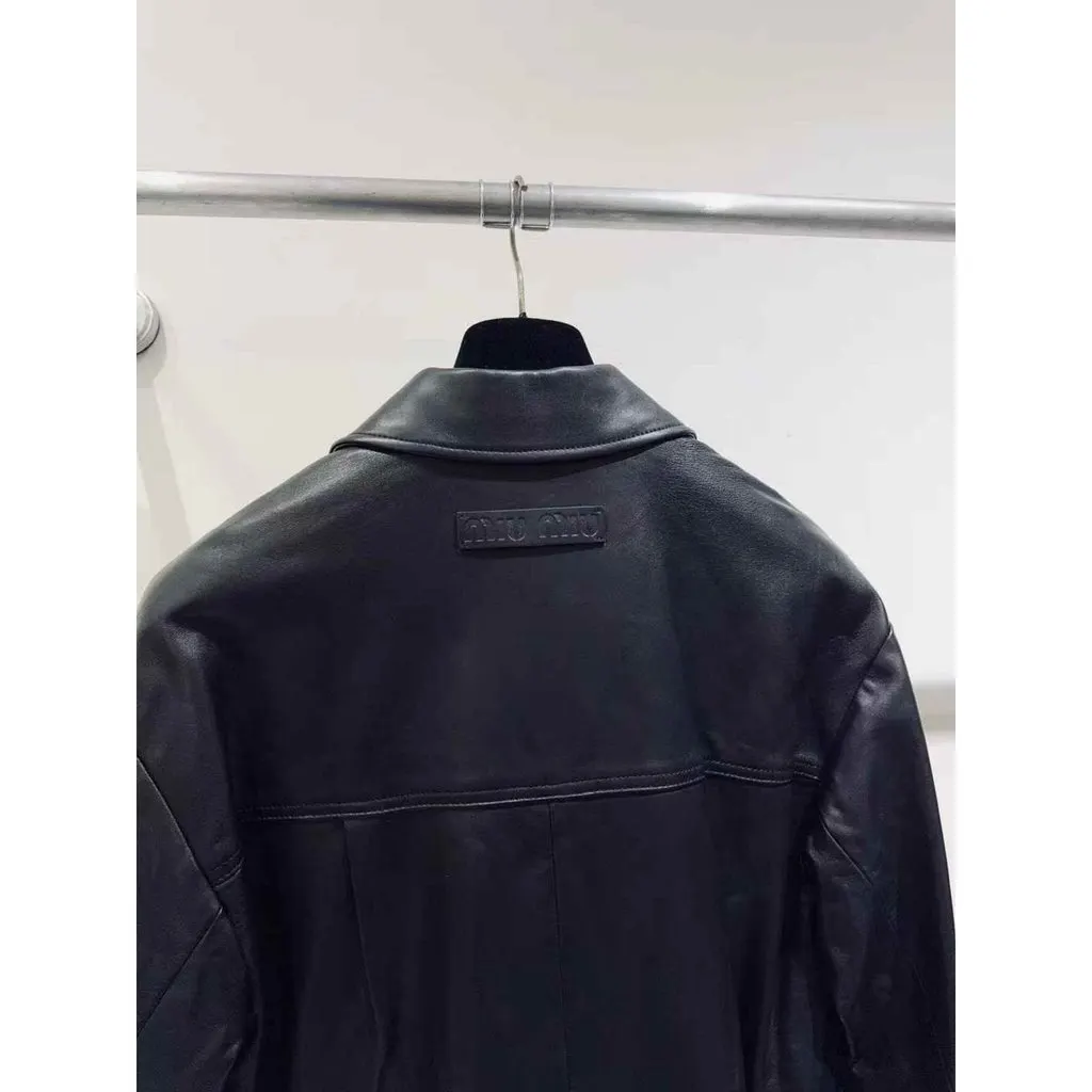 Miu Miu Black Leather Jacket Black Leather Never worn, with tag - Inside View