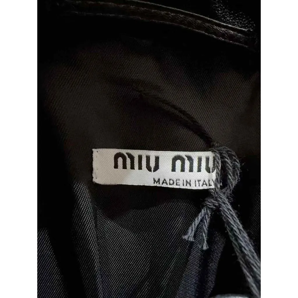Miu Miu Black Leather Jacket Black Leather Never worn, with tag - Model View