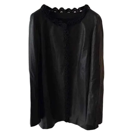 Chanel La Petite Veste Noire Black Leather Jacket Black Leather Very good - Front View