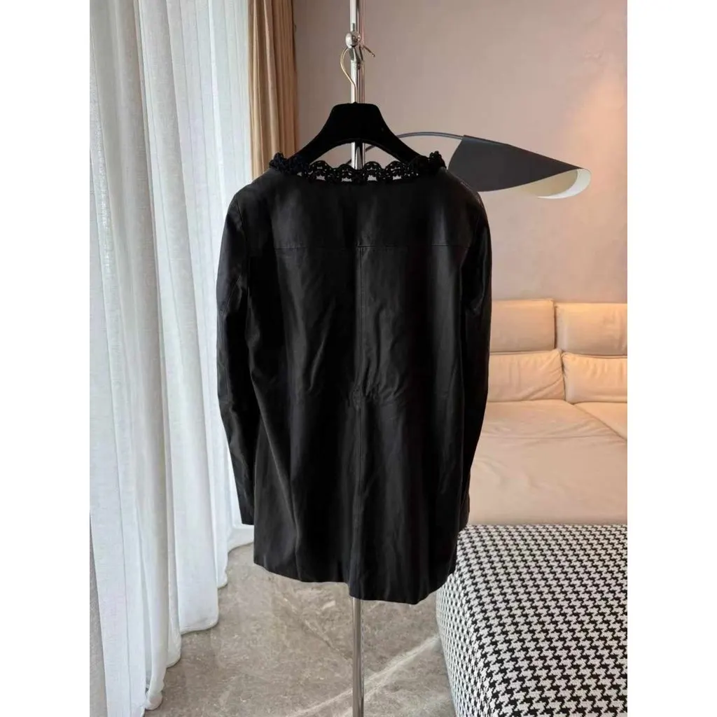 Chanel La Petite Veste Noire Black Leather Jacket Black Leather Very good - Back View