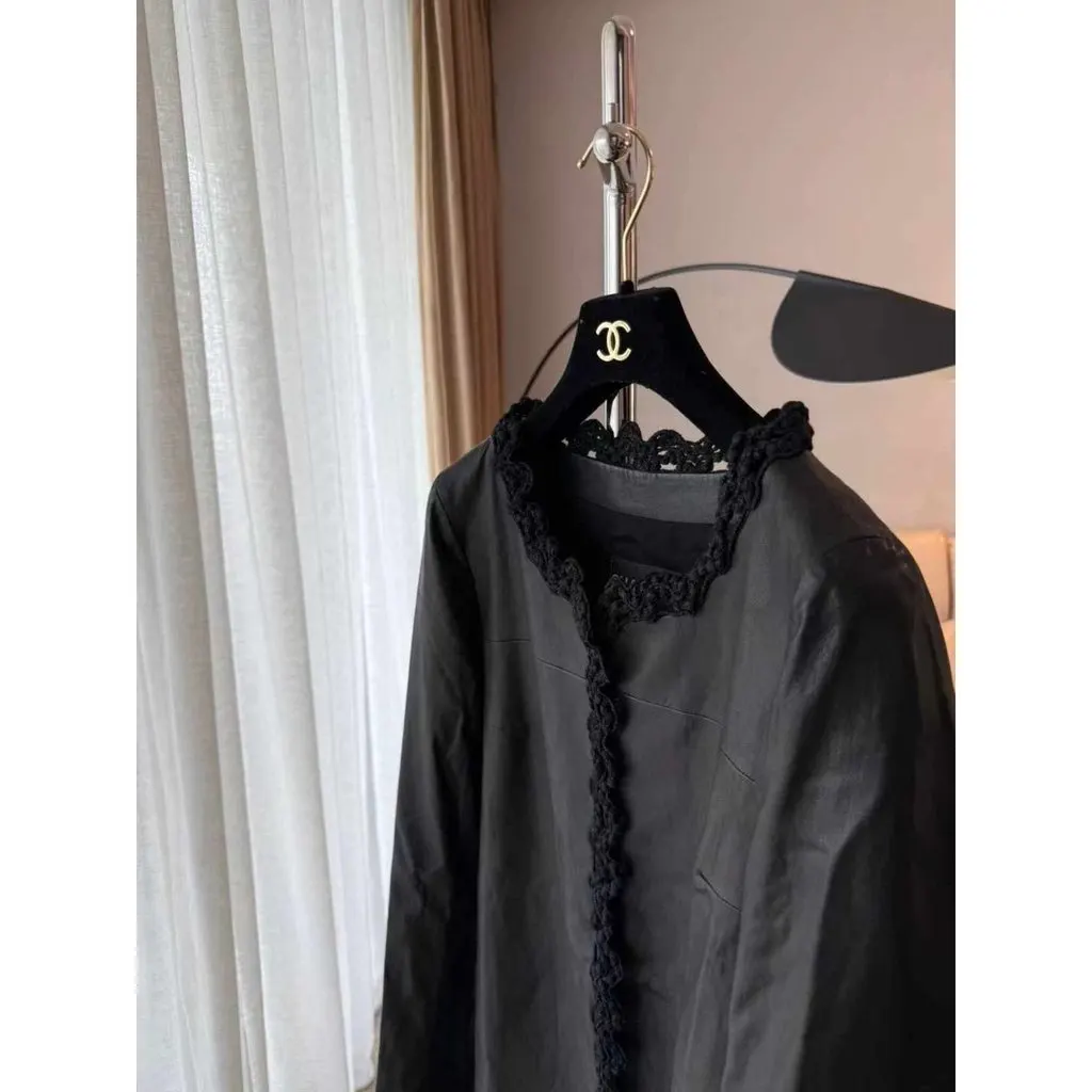 Chanel La Petite Veste Noire Black Leather Jacket Black Leather Very good - Model View