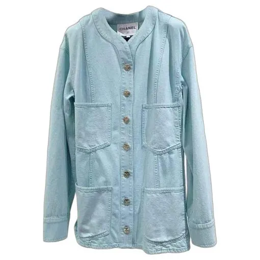 Chanel La Petite Veste Noire Blue Cotton Jacket Blue Cotton Very good - Front View