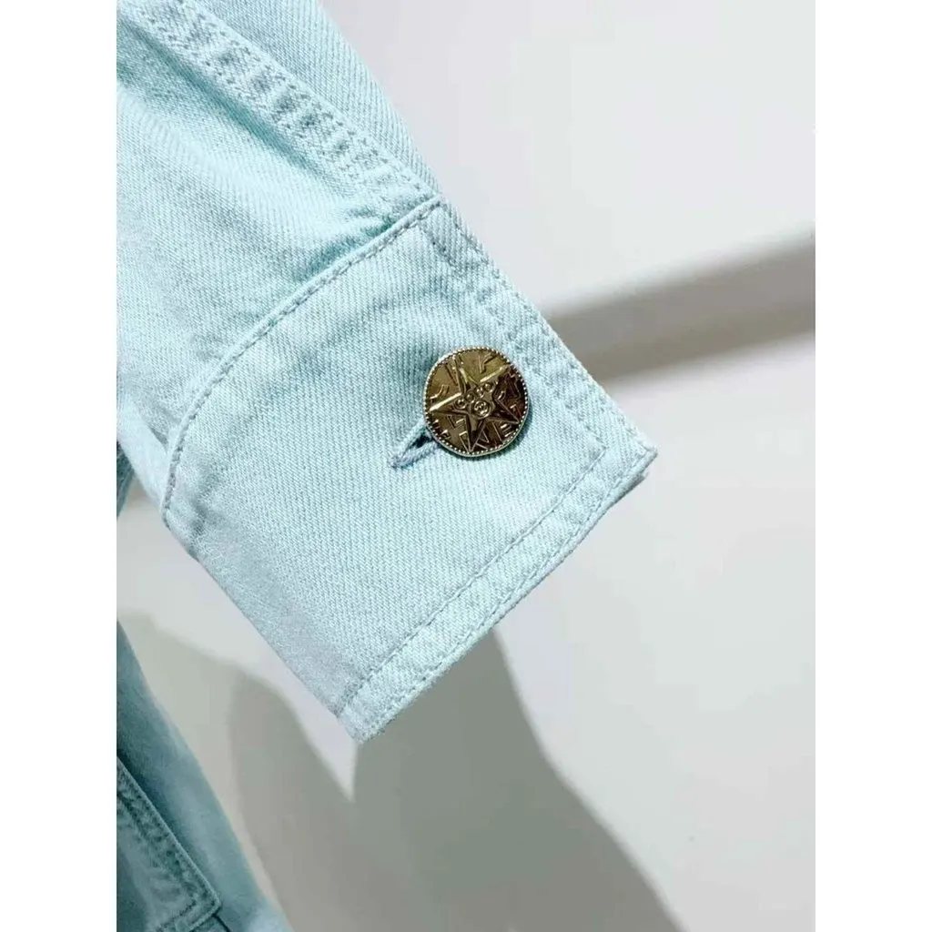 Chanel La Petite Veste Noire Blue Cotton Jacket Blue Cotton Very good - Model View