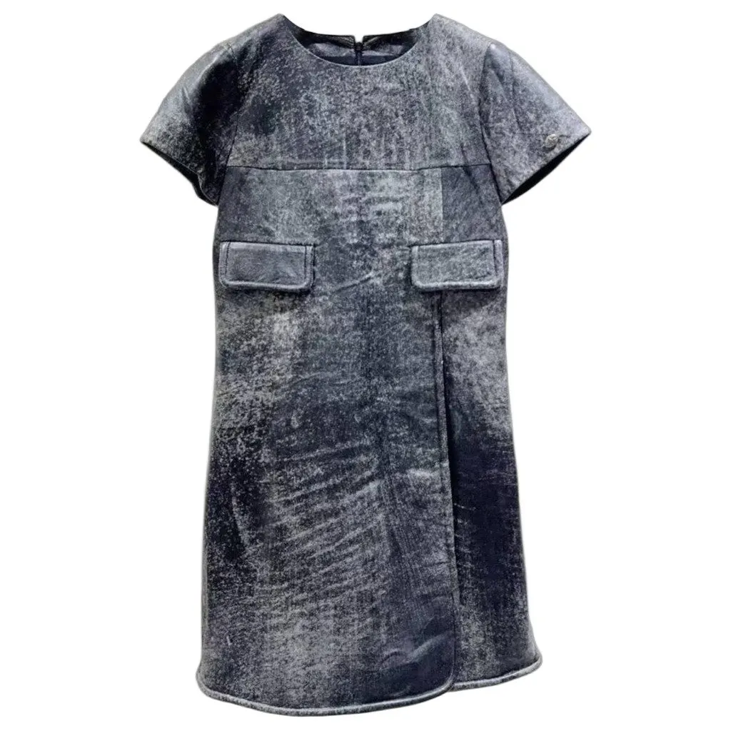Chanel Grey Leather Dress Grey Leather Very good - Front View