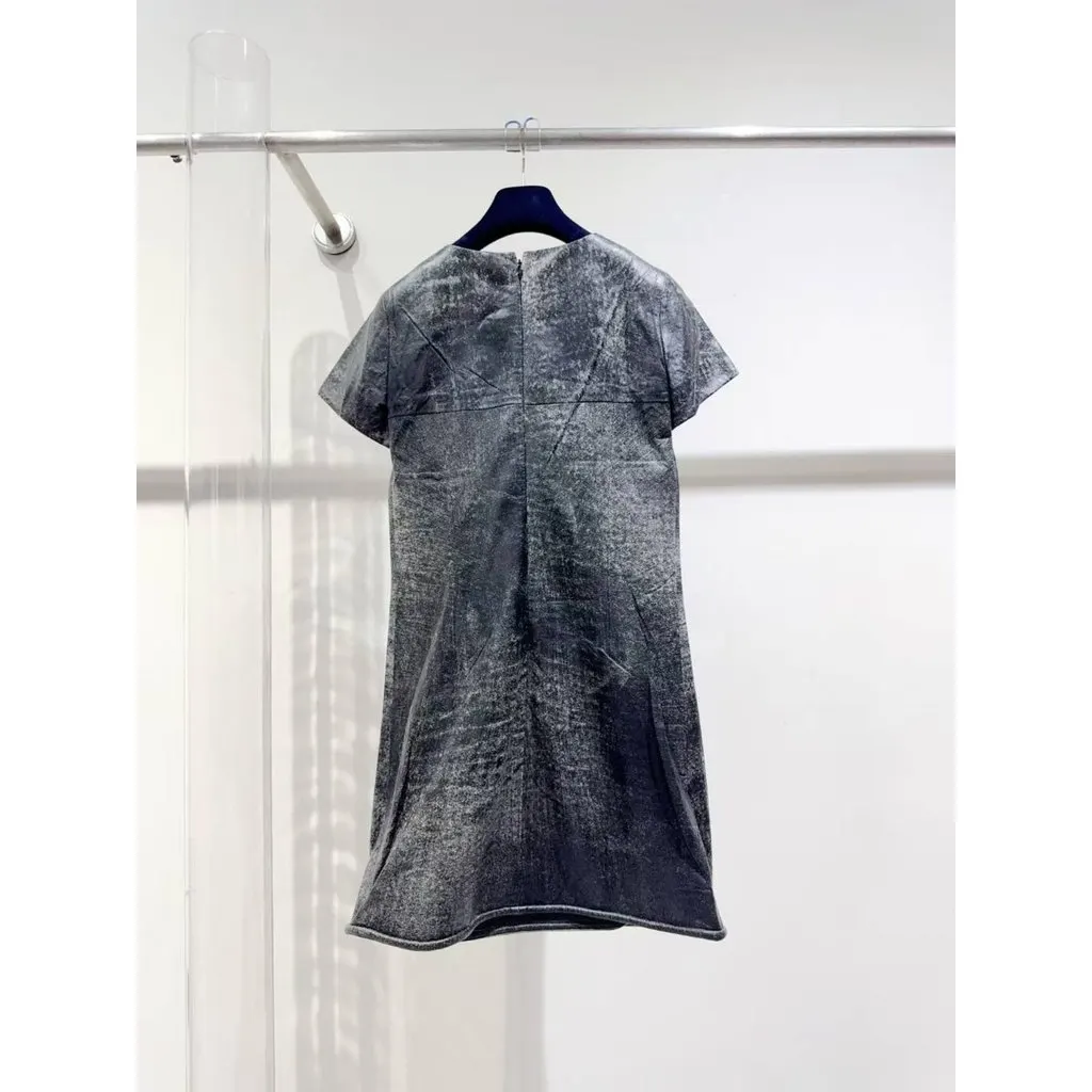 Chanel Grey Leather Dress Grey Leather Very good - Inside View