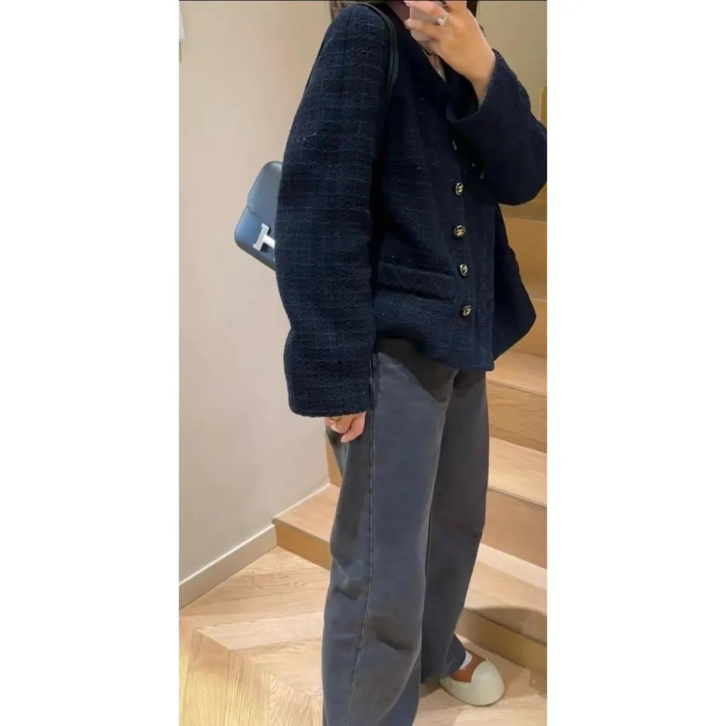 Chanel La Petite Veste Noire Tweed Jacket MultiColor Tweed Very good - Model View