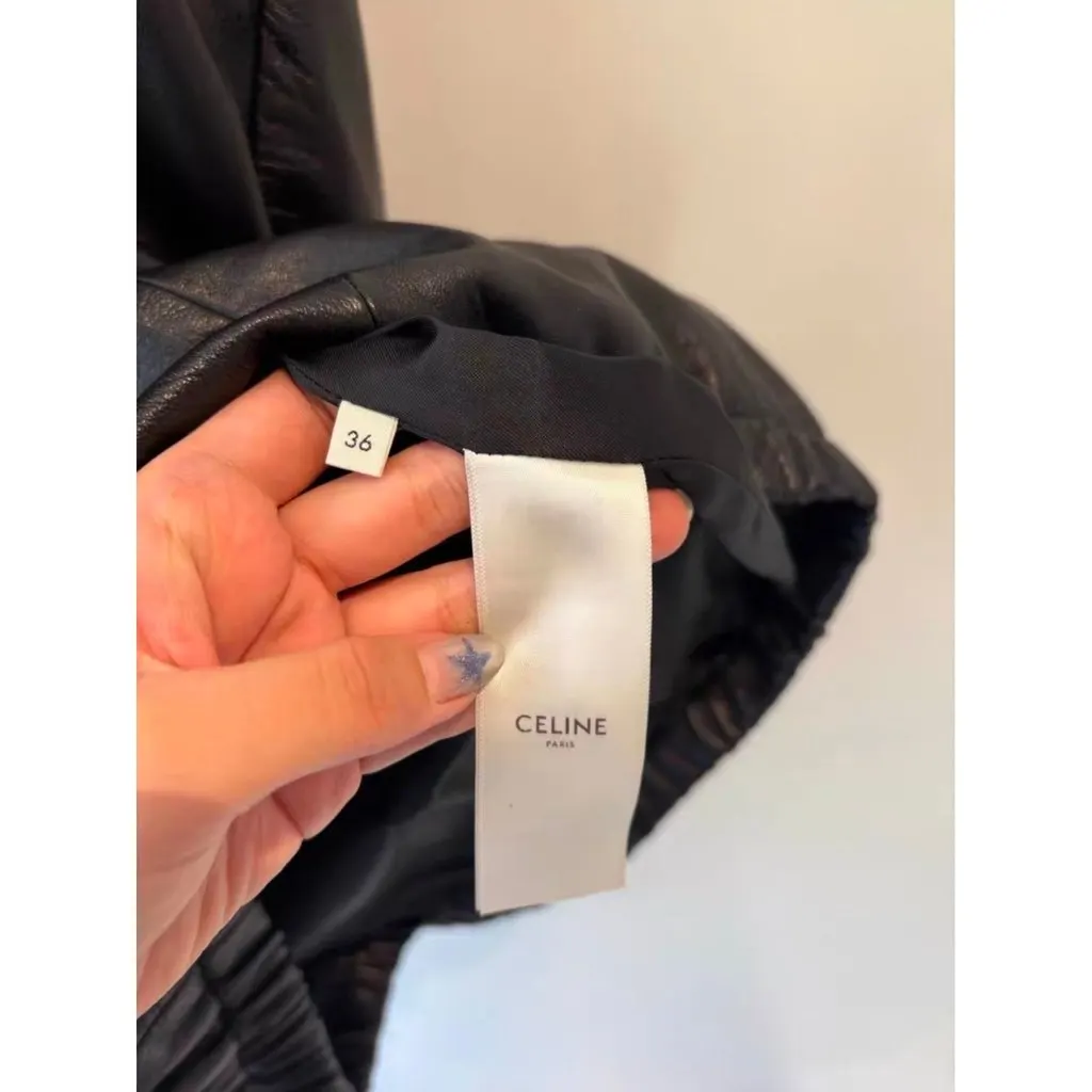Celine Black Leather Jacket Black Leather Very good - Inside View