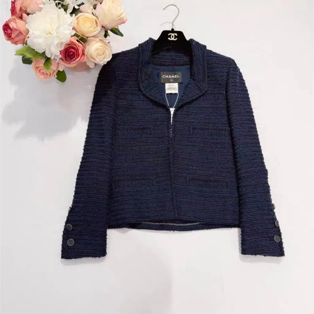 Chanel La Petite Veste Noire Navy Cotton Jacket Navy Cotton Very good - Model View