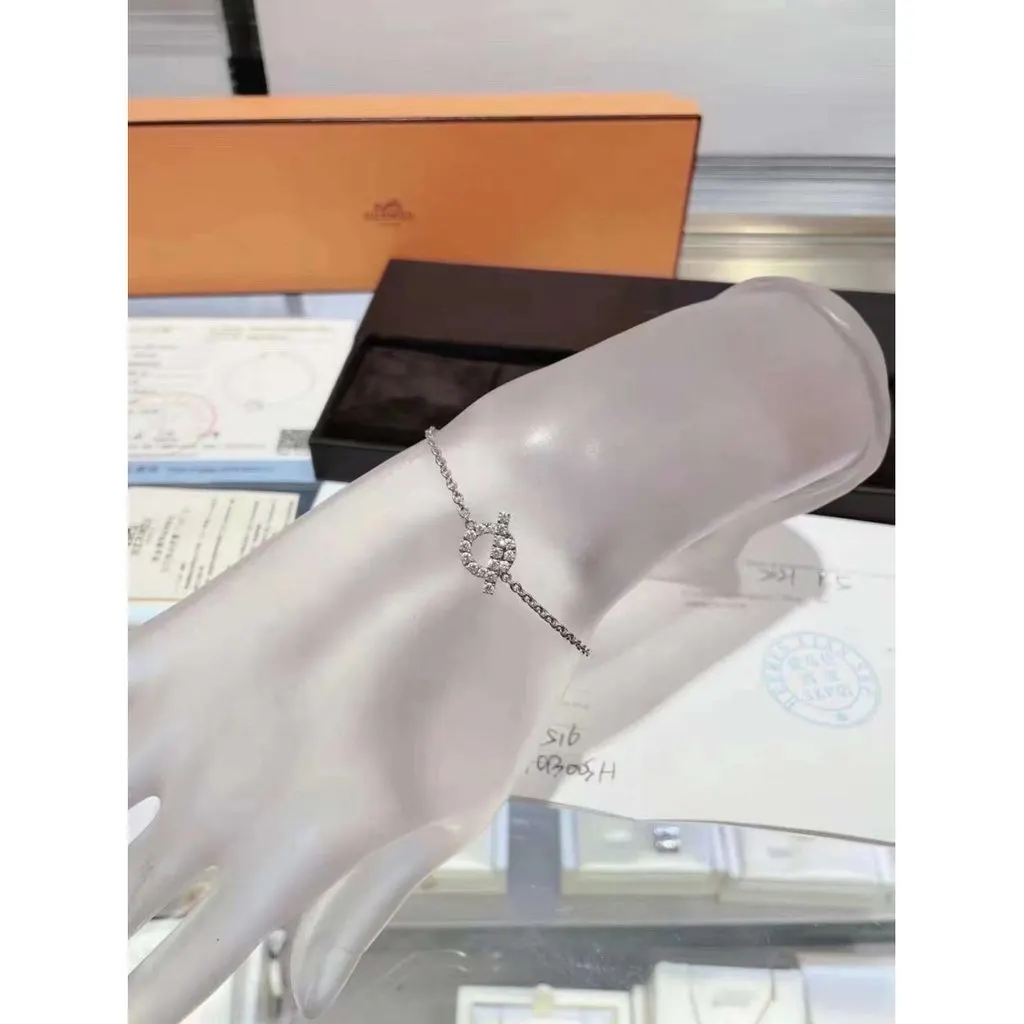 Hermes Finesse Silver White Gold Bracelet Silver White Gold Very good - Box View