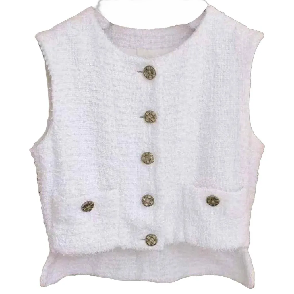 Chanel White Tweed Top White Tweed Very good - Front View