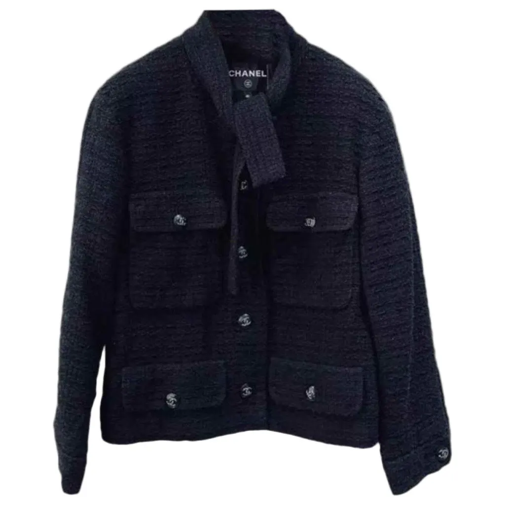 Chanel La Petite Veste Noire Black Cotton Jacket Black Cotton Very good - Front View
