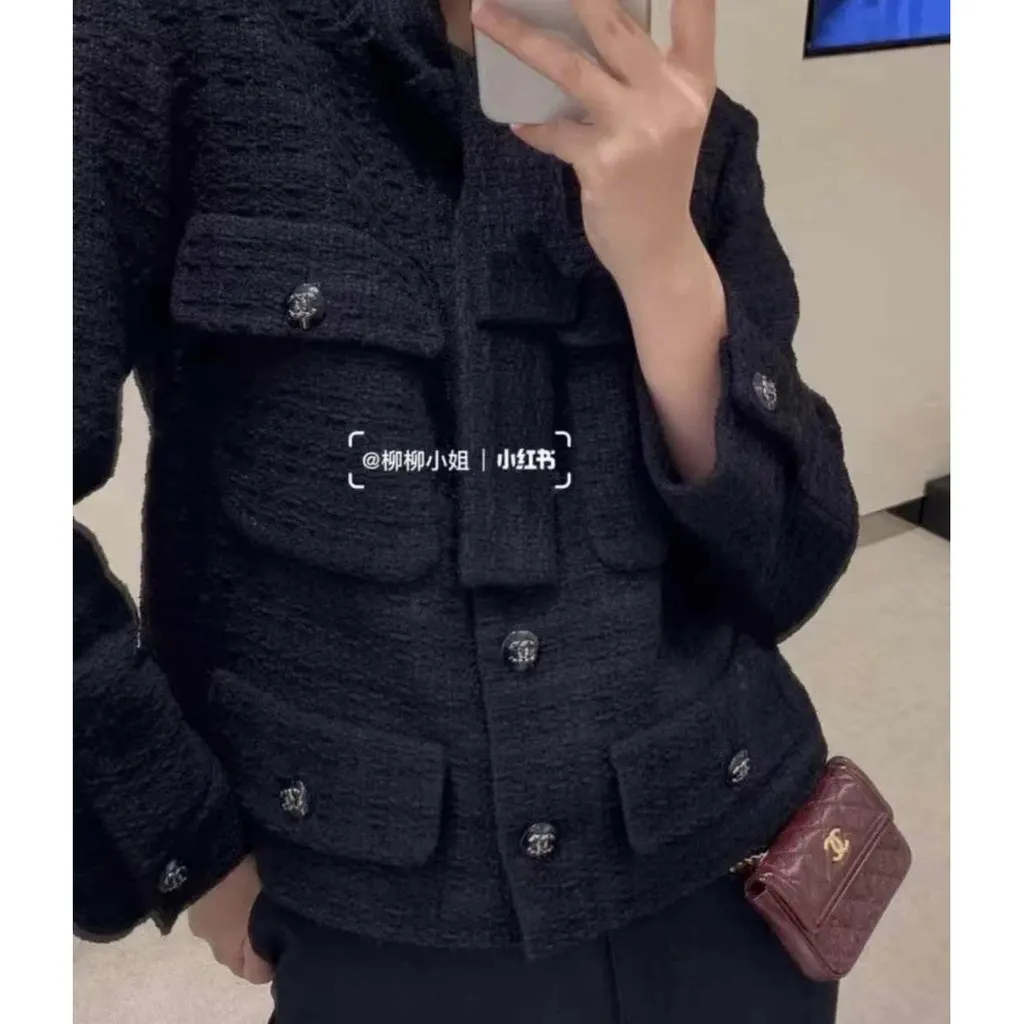 Chanel La Petite Veste Noire Black Cotton Jacket Black Cotton Very good - Box View