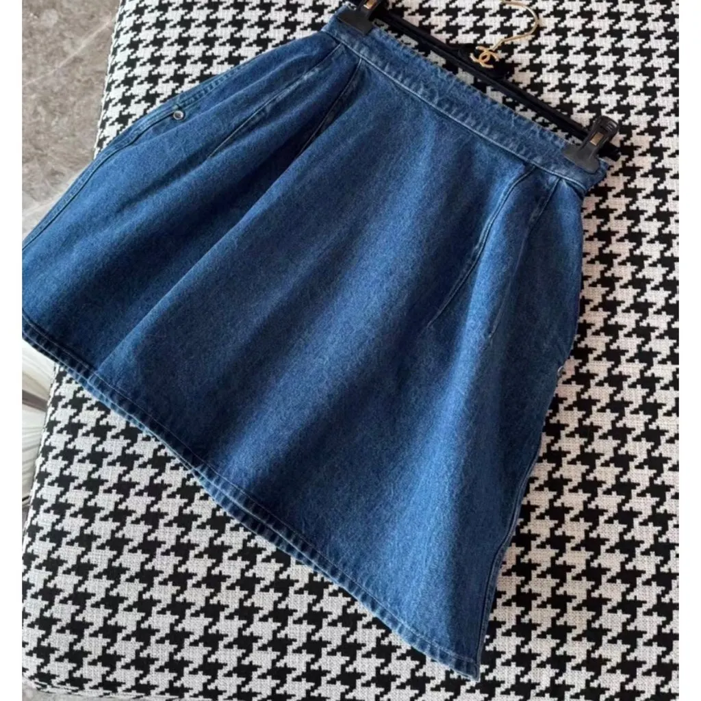Chanel Blue Cotton Skirt Blue Cotton Very good - Back View