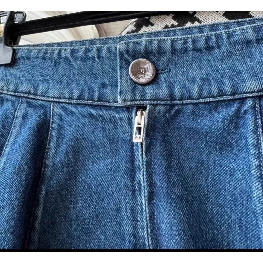 Chanel Blue Cotton Skirt Blue Cotton Very good - Inside View