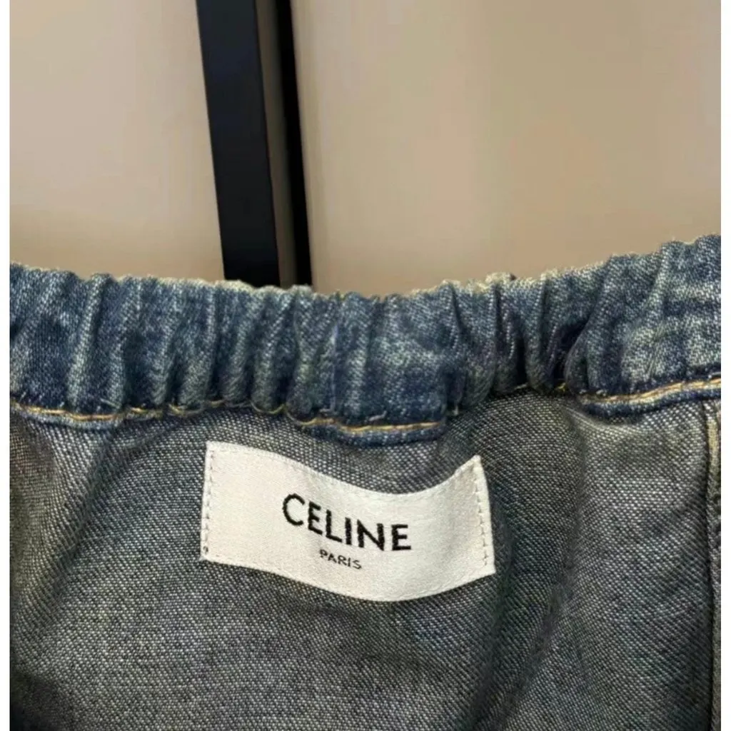 Celine Blue Cotton Dress Blue Cotton Very good - Back View